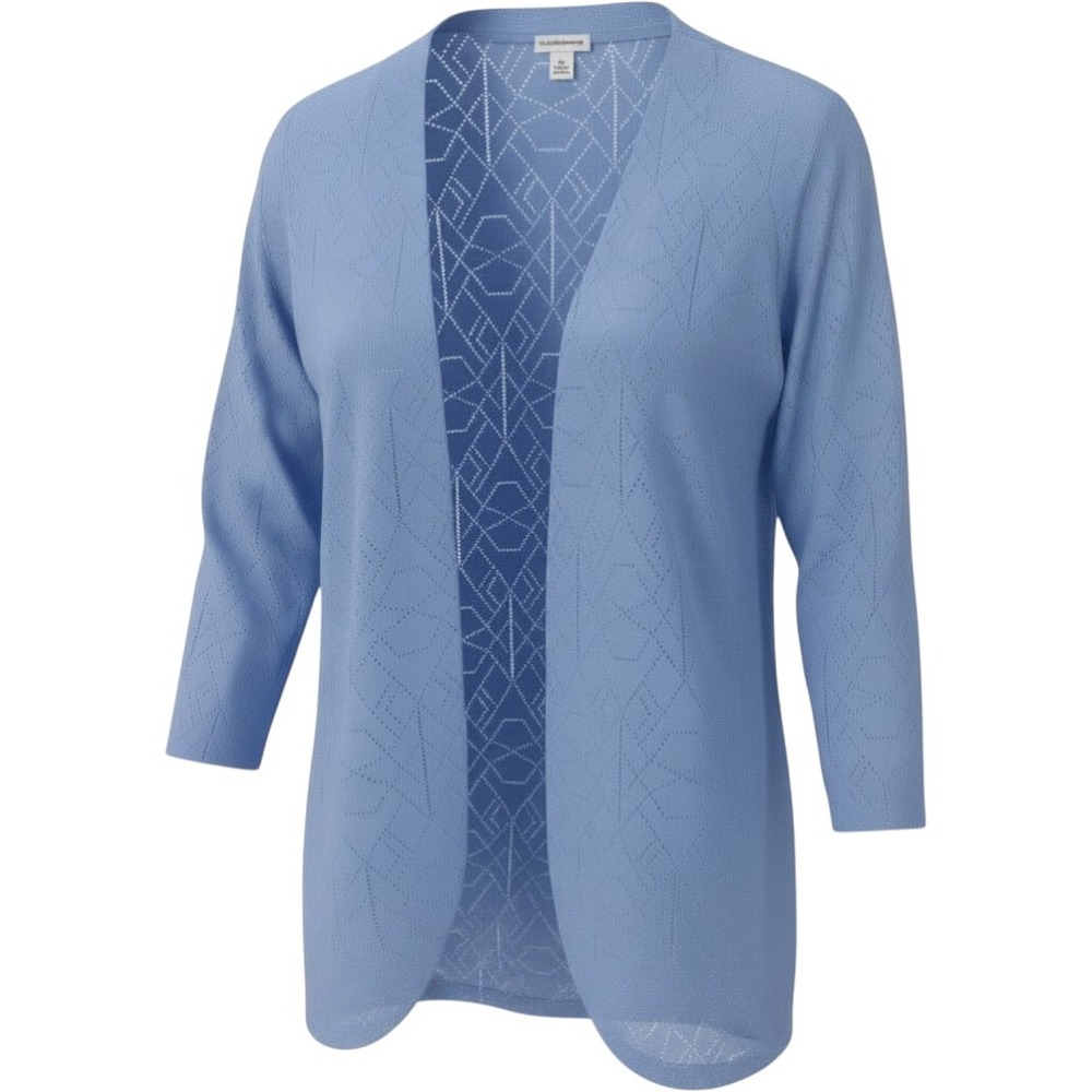 Croft & Barrow Cardigan Womens XL Sweater Blue Pointelle Open Front Knit
